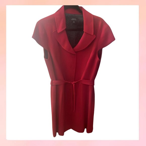 Tahari Arthur S. Levine Red Belted Dress - Size 16 - Picture 1 of 8